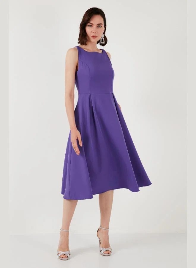 Lela  Lela Regular Fit Crew Neck Pocketed Pleated Midi Length Evening Dress Women's Dress 6111963 for Women | Best Price UAE