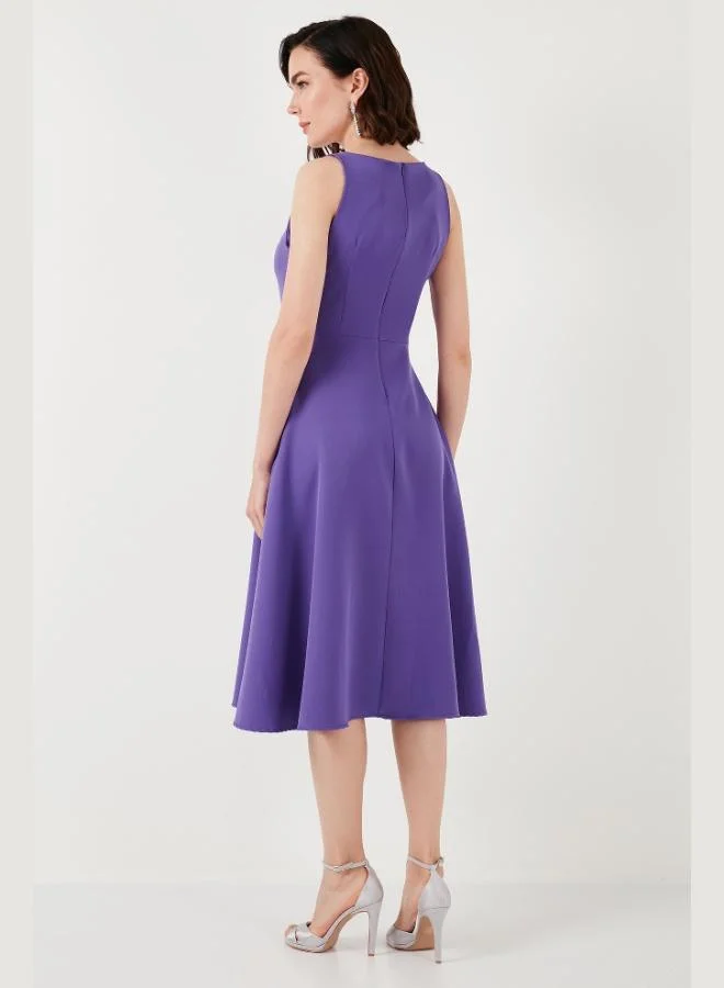 Lela  Lela Regular Fit Crew Neck Pocketed Pleated Midi Length Evening Dress Women's Dress 6111963 for Women | Best Price UAE