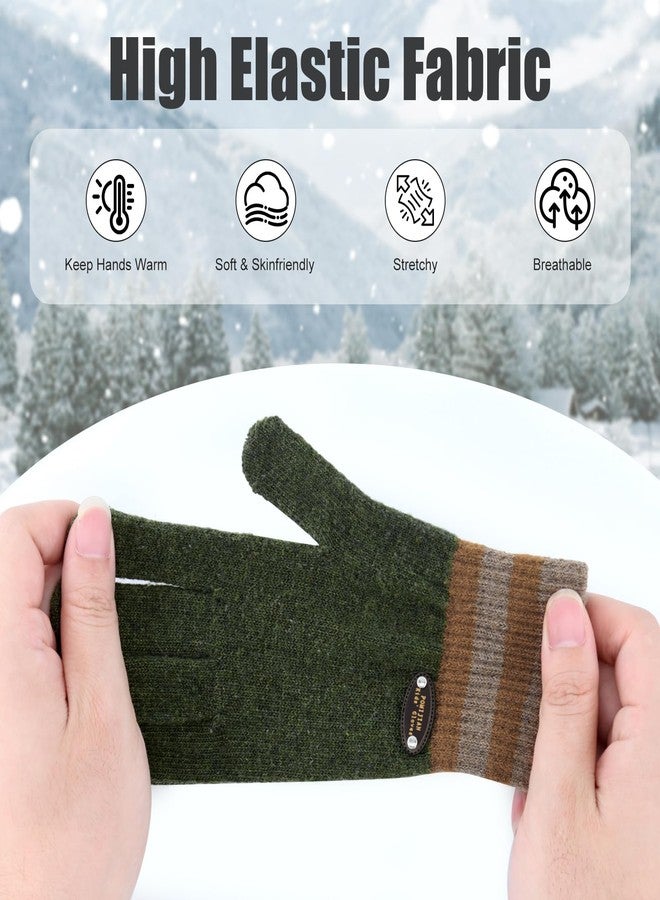 POMIJIAN Kids Knit Gloves Boys Winter Warm Gloves Girl Stretchy Soft Glove Toddler Full Finger Mittens for Children (6 Pairs-2 Black/2 Green/2 Dark gray, 1-4T) - Image 4