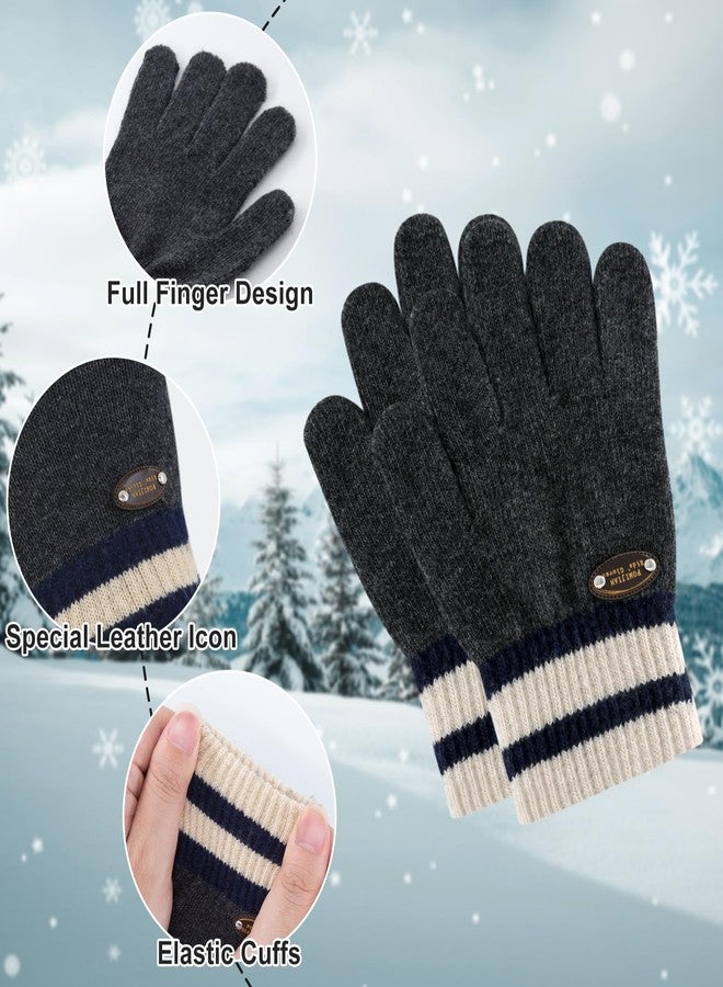 POMIJIAN Kids Knit Gloves Boys Winter Warm Gloves Girl Stretchy Soft Glove Toddler Full Finger Mittens for Children (6 Pairs-2 Black/2 Green/2 Dark gray, 1-4T) - Image 3