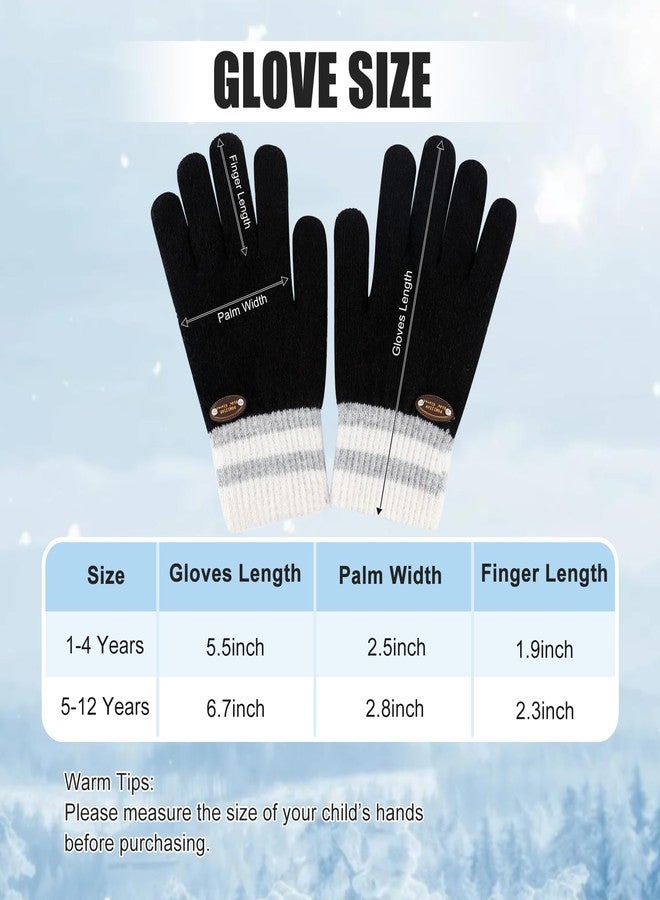 POMIJIAN Kids Knit Gloves Boys Winter Warm Gloves Girl Stretchy Soft Glove Toddler Full Finger Mittens for Children (6 Pairs-2 Black/2 Green/2 Dark gray, 1-4T) - Image 5