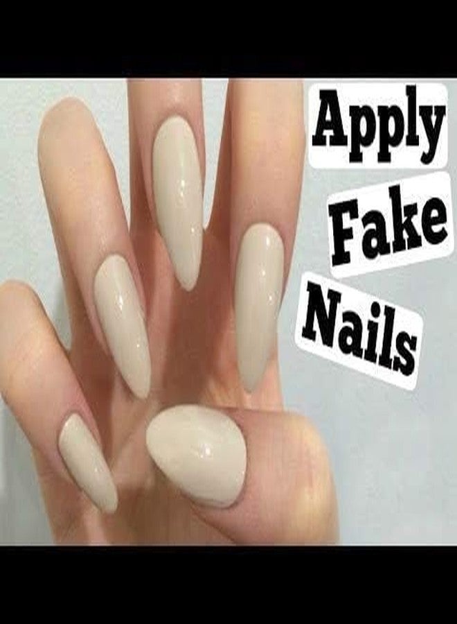 Rock World Fake Acrylic Natural Nails (20 Pcs) With (2Pcs) Nails Glue Free - Image 1