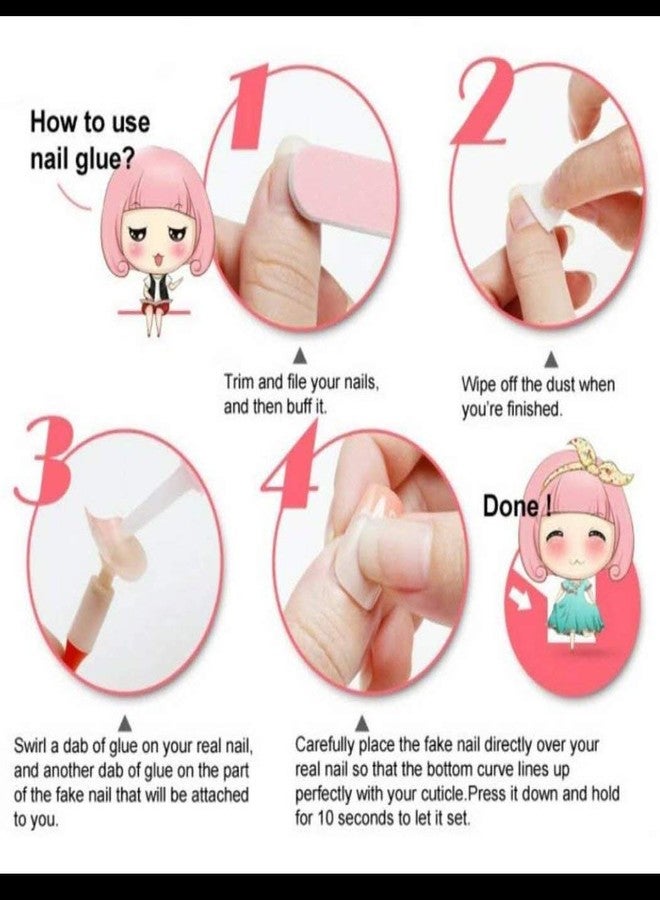 Rock World Fake Acrylic Natural Nails (20 Pcs) With (2Pcs) Nails Glue Free - Image 5