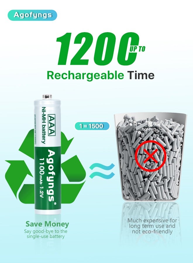 Agofyngs Rechargeable Battery Set with 4 AAA Batteries (1100mAh)  - Image 2