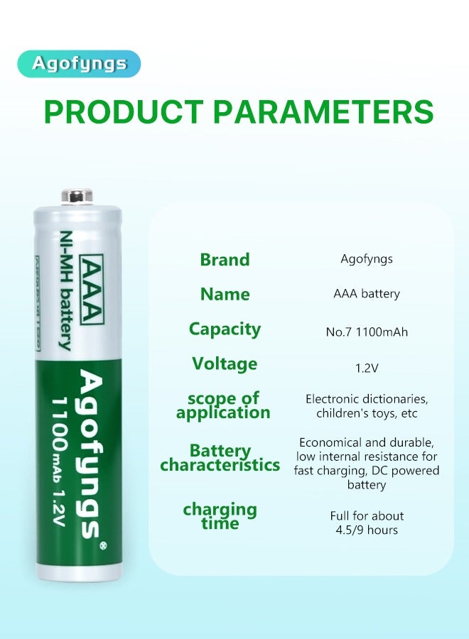 Agofyngs Rechargeable Battery Set with 4 AAA Batteries (1100mAh)  - Image 4