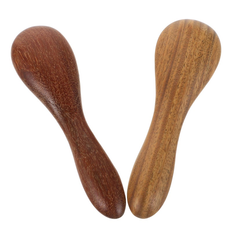 2pcs Wood Gua Sha Massage Tool - Spoon Shape Chinese Spatula Facial Back Scraping For Application Mixing Skincare - Image 5