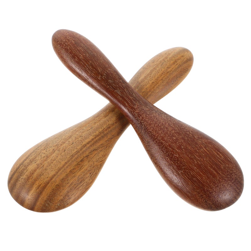 2pcs Wood Gua Sha Massage Tool - Spoon Shape Chinese Spatula Facial Back Scraping For Application Mixing Skincare - Image 1