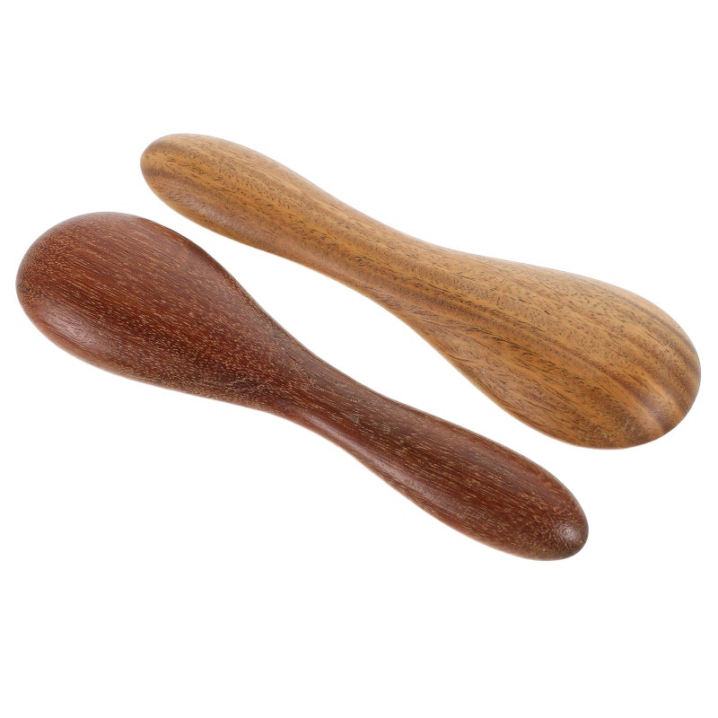 2pcs Wood Gua Sha Massage Tool - Spoon Shape Chinese Spatula Facial Back Scraping For Application Mixing Skincare - Image 4
