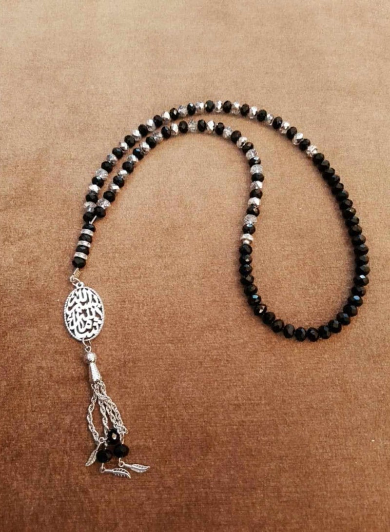 RA accessories Unisex Islamic Crystal Rosary Black *silver - Image 1