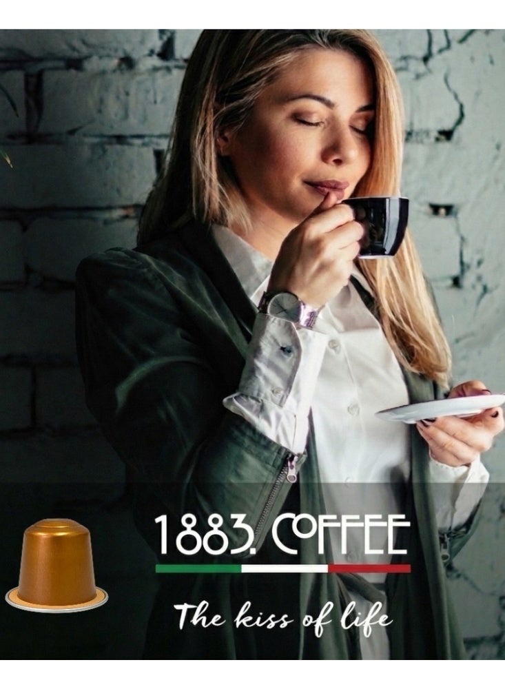 1883. coffee Velluto 100 Coffee Capsules in 100% Aluminum Recyclable to infinity Arabica , Blend Intensity 4/5, Box with 100 Loose Capsules Compatible with Nespresso Machine, Made in Italy - Image 3