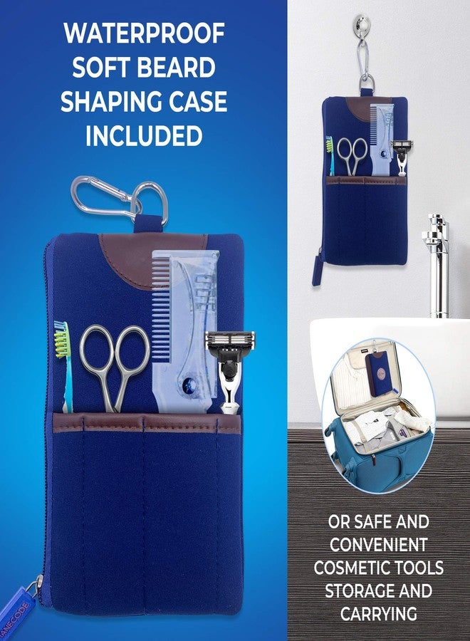 Manecode Beard Shaping Kit - Grooming Tools for Men - Adjustable Lineup Template, Premium Wooden Comb, Laser Sharpening Scissors, All in Hygiene Travel Case - Image 5