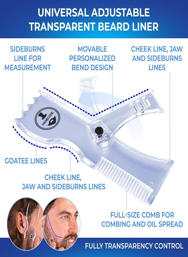 Manecode Beard Shaping Kit - Grooming Tools for Men - Adjustable Lineup Template, Premium Wooden Comb, Laser Sharpening Scissors, All in Hygiene Travel Case - Image 2