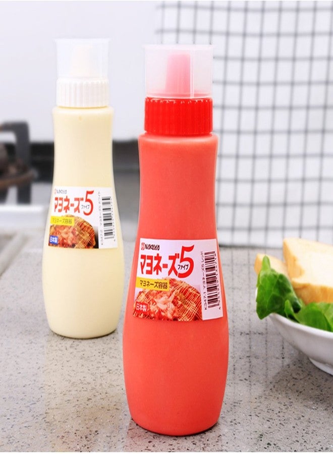 MXY Japanese Squeeze Bottle Creative 5 Hole Design Salad Vinegar Ketchup Honey Oil Pot with Dust Lid 380ml (White) - Image 5