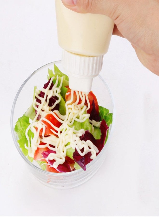 MXY Japanese Squeeze Bottle Creative 5 Hole Design Salad Vinegar Ketchup Honey Oil Pot with Dust Lid 380ml (White) - Image 4