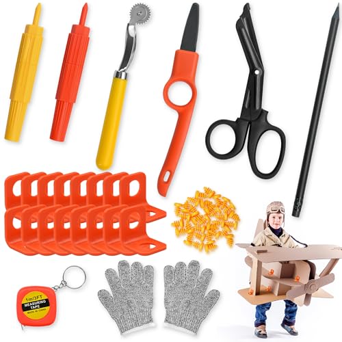 FEMBW Cardboard Construction Kit 150 PCS DIY STEM Craft Set with KidSafe Cardboard CutterSafe Serrated Cutter Tools for Creative Projects School Home Team Activities Ages 5 - Image 1