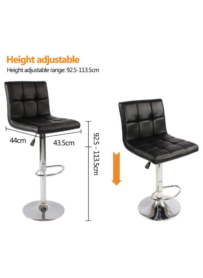 Bar Stool, Height Adjustable PU Leather Swivel Counter High Stool with Back and Footrest for Bar, Kitchen Island, Dining Room, Black - Image 2