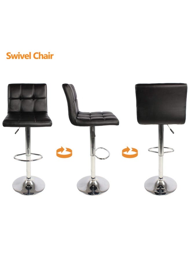 Bar Stool, Height Adjustable PU Leather Swivel Counter High Stool with Back and Footrest for Bar, Kitchen Island, Dining Room, Black - Image 5