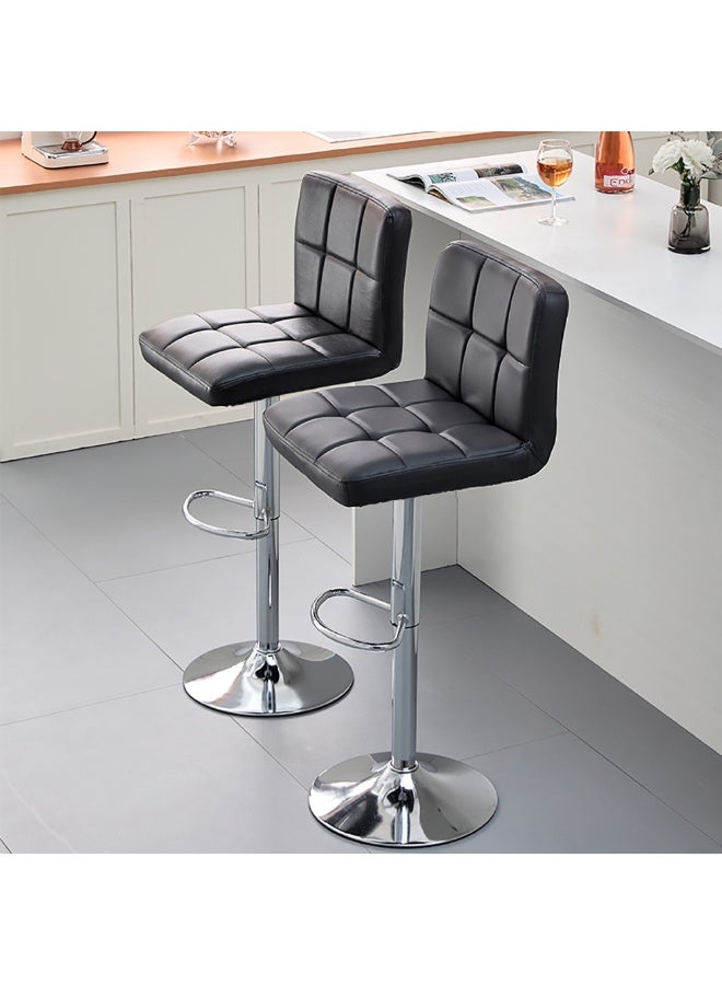 Bar Stool, Height Adjustable PU Leather Swivel Counter High Stool with Back and Footrest for Bar, Kitchen Island, Dining Room, Black - Image 3