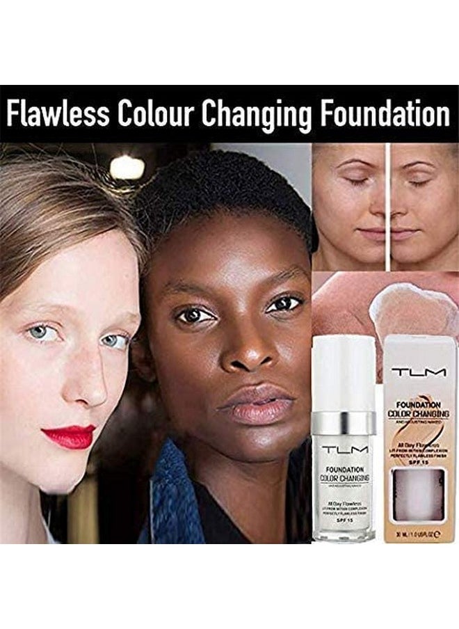 KOSIMI 30ml TLM Color Changing Foundation Liquid Base Makeup Change To Your Skin Tone By Just Blending, white