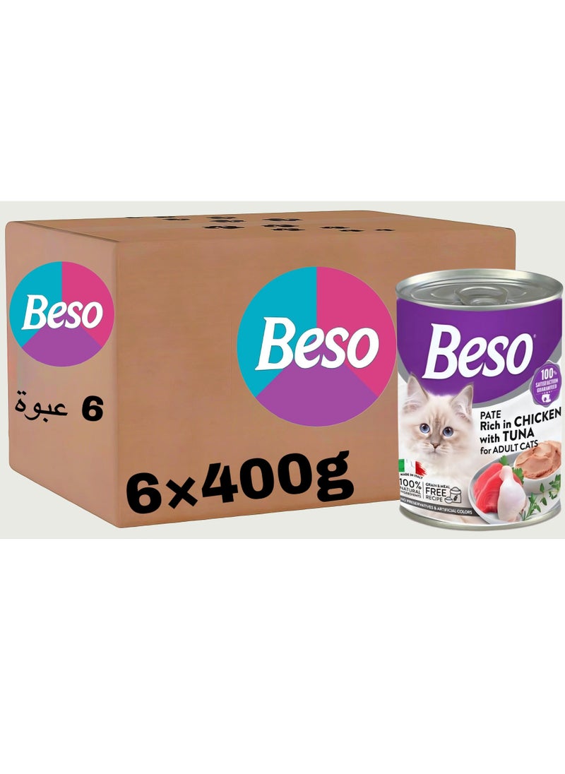Beso Wet cat food (6 packs) - Beso - Tuna & chicken - 6 × 400g  - Image 1