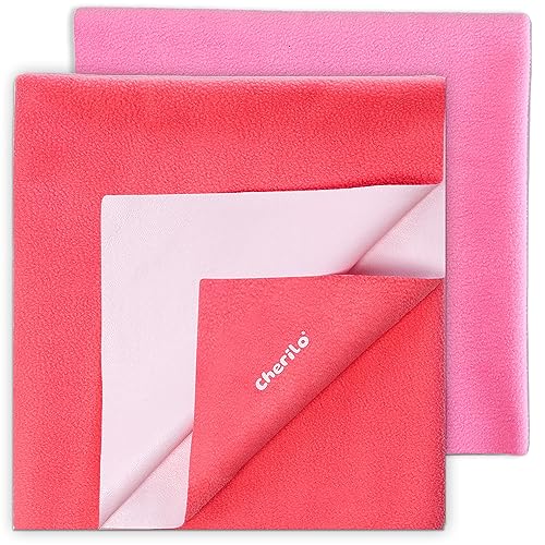 Cherilo Waterproof Baby Bed Protector Sheet Combo, Small (Pink + Salmon Rose) - Image 1