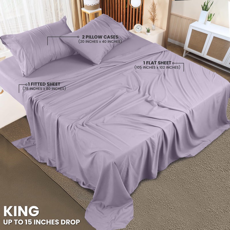 Utopia Bedding King Sheet Set - 4 Piece Bed Sheets for King Size Bed  Soft and Breathable Microfiber  Includes 1 Fitted Sheet  1 Flat Sheet and 2 Pillowcases (Lavender) - Image 2