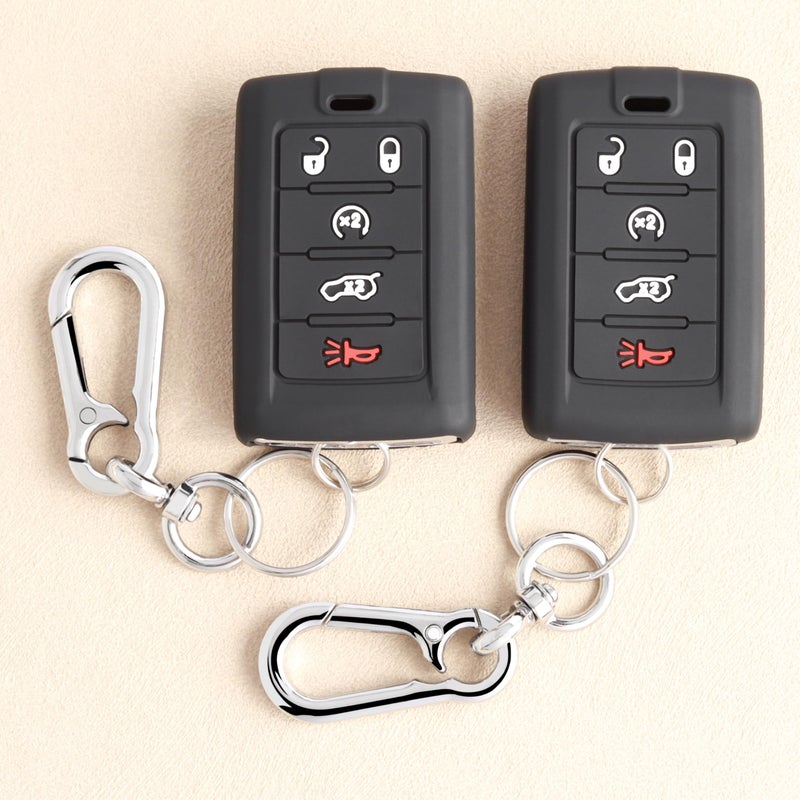 TANDRIVE 5Button Key Fob Cover for Jeep 2025 Grand Cherokee Wagoneer Silicone 2Pack Black