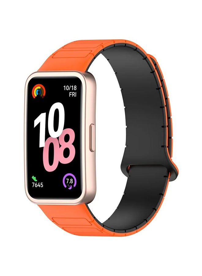 O Ozone Magnetic Loop Strap for Huawei Band 10 | Huawei Band 9 |8 Watch Band, Silicone Sport Strap Watchband, Magnetic Silicone Replacement Wristband -Orange