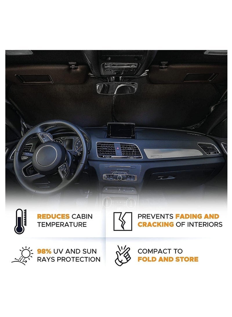 ECVV Car Windshield Sun Shade with Storage Pouch for Full Size Cars SUV Trucks and Vans, Sun Heat Protection Car Front Window Sunshades, Car Foldable Sunshades Prevent UV Rays (167 x 95 cm) - Image 3