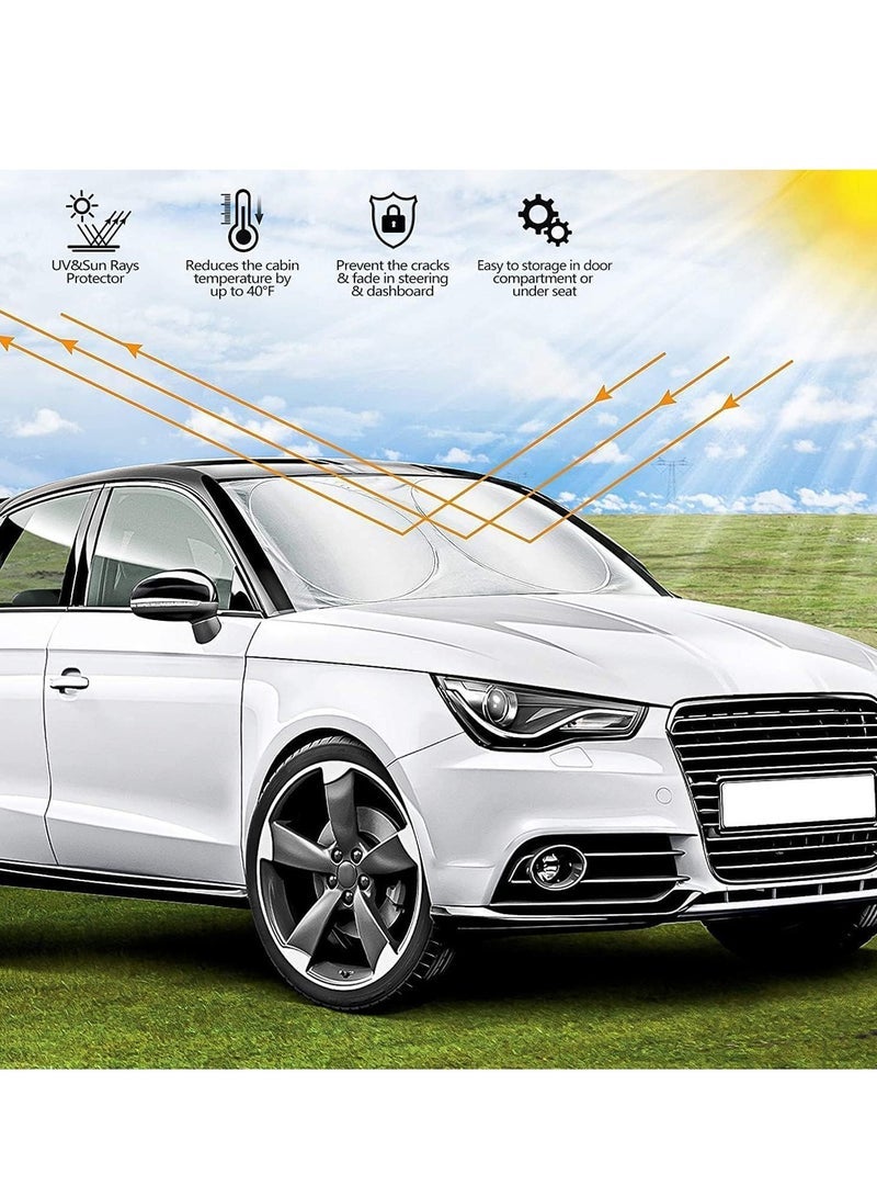 ECVV Car Windshield Sun Shade with Storage Pouch for Full Size Cars SUV Trucks and Vans, Sun Heat Protection Car Front Window Sunshades, Car Foldable Sunshades Prevent UV Rays (167 x 95 cm) - Image 4