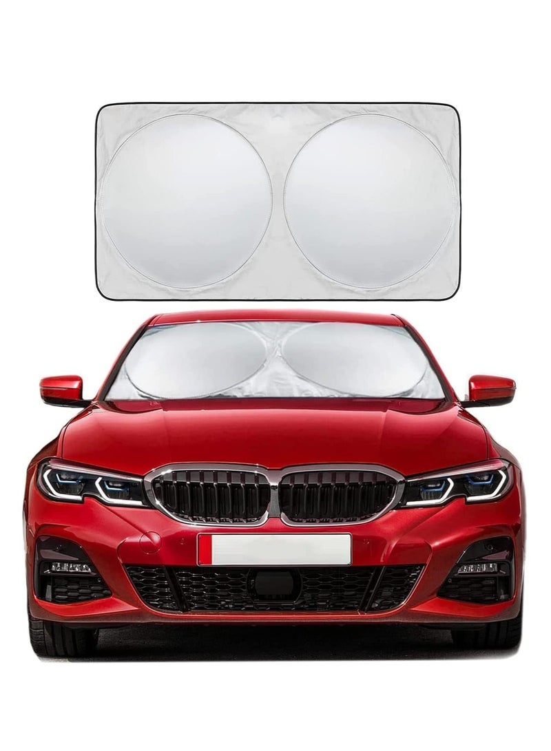 ECVV Car Windshield Sun Shade with Storage Pouch for Full Size Cars SUV Trucks and Vans, Sun Heat Protection Car Front Window Sunshades, Car Foldable Sunshades Prevent UV Rays (167 x 95 cm) - Image 2