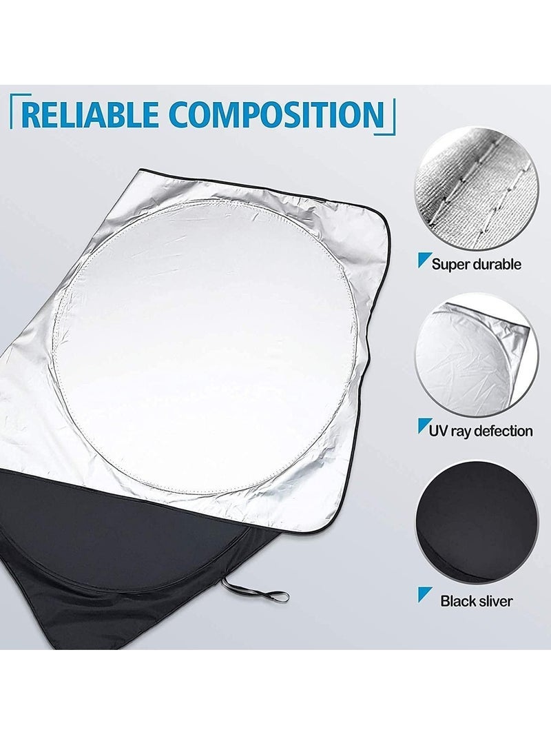ECVV Car Windshield Sun Shade with Storage Pouch for Full Size Cars SUV Trucks and Vans, Sun Heat Protection Car Front Window Sunshades, Car Foldable Sunshades Prevent UV Rays (167 x 95 cm) - Image 5