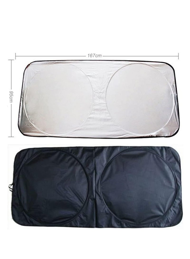 ECVV Car Windshield Sun Shade with Storage Pouch for Full Size Cars SUV Trucks and Vans, Sun Heat Protection Car Front Window Sunshades, Car Foldable Sunshades Prevent UV Rays (167 x 95 cm) - Image 1