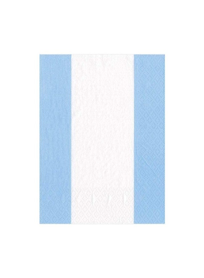 Caspari Bandol Stripe Paper Cocktail Napkins in Light Blue, Pack of 20 - Image 2