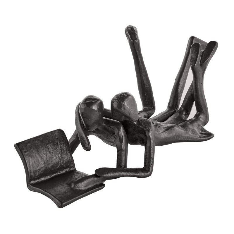Danya B Danya B Brown Cast Iron Abstract Couple Reading Book Together Sculpture  Tabletop Figurine for Desks or Shelves 