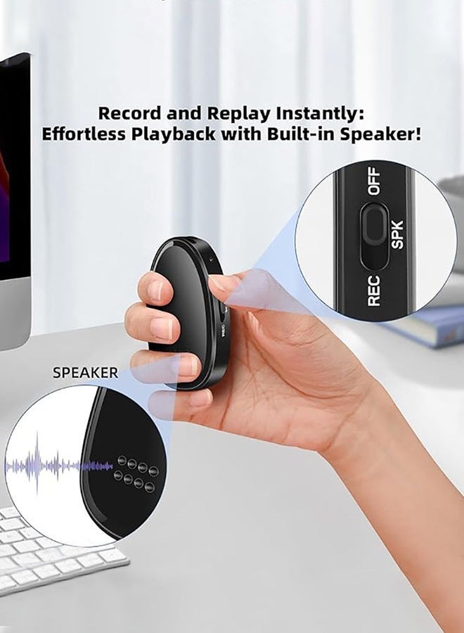 والالا جهاز تسجيل صوتي نشط بسعة 128 جيجابايت (1600 ساعة)، مسجل صوت مغناطيسي USB-C مع مكبر صوت، تشغيل للمحاضرات والاجتماعات والمقابلات، ميكروفون MP3 - Image 3