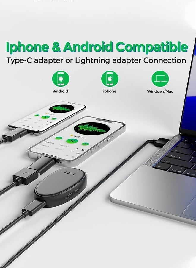 والالا جهاز تسجيل صوتي نشط بسعة 128 جيجابايت (1600 ساعة)، مسجل صوت مغناطيسي USB-C مع مكبر صوت، تشغيل للمحاضرات والاجتماعات والمقابلات، ميكروفون MP3 - Image 2