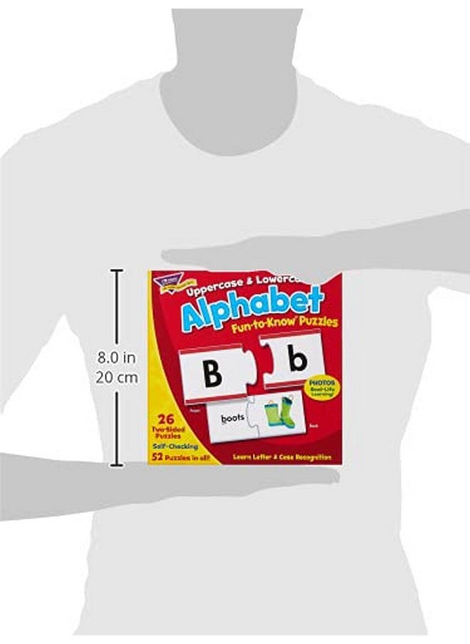 Trend Enterprises - Trend Enterprises: Fun-to-Know Puzzles: Uppercase & Lowercase Alphabet, Learn Letter & Case Recognition, 26 Two-Sided Puzzles, Self-Checking, 52 Puzzles Total, for Ages 3 and Up - Image 1