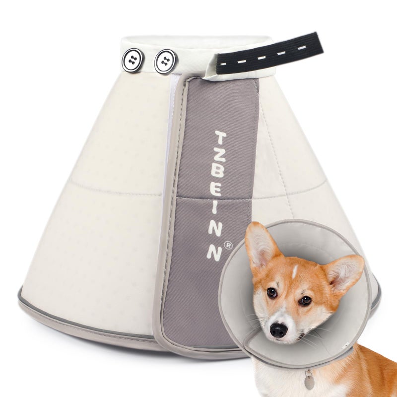 TZBEINN Soft Dog Cone Collar Alternative, Comfortable Elizabethan Dog Neck Pillow Cone for Extra Medium Dogs (Shiba Inu Corgi Beagle), Protective Adjustable Head Recovery Cone After Surgery Anti Licking - Image 1