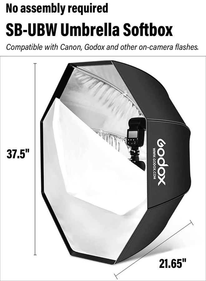 Godox 37" / 95cm Umbrella Octagon Softbox Reflector with Honeycomb Grid and Carrying Bag for Studio Flash Speedlight, Portrait and Product Photography with USB Light - Image 2