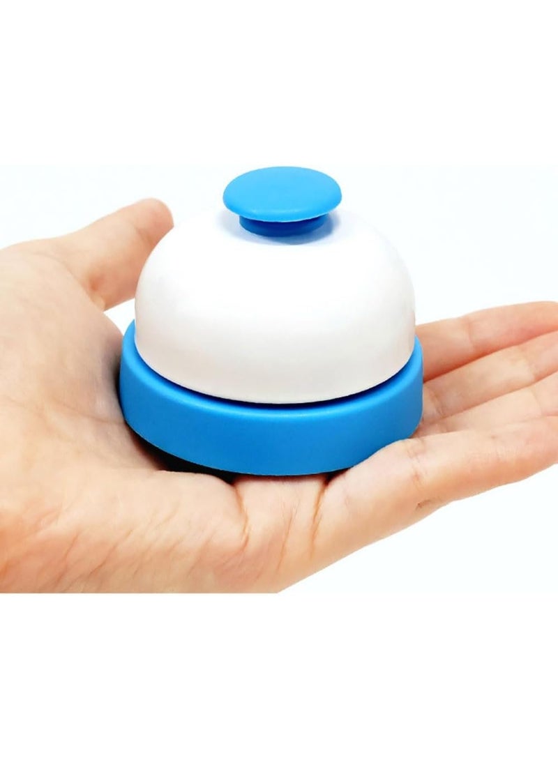 2 Pieces Manual Press Service Bell Round Shape Blue and White for Restaurants Reception Offices - Image 2