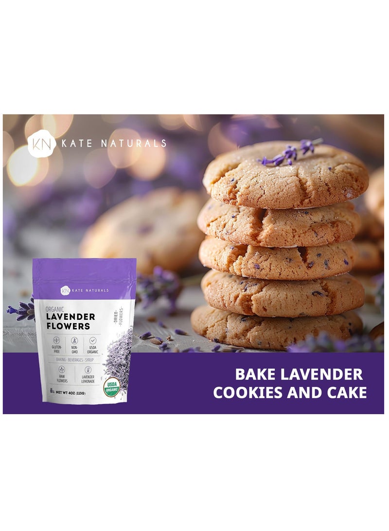 Kate Naturals Dried Lavender Flowers for Tea, Syrup, Lemonade, Soap Making. Edible Culinary Grade Buds (4oz, Organic, Food Grade) - Image 3
