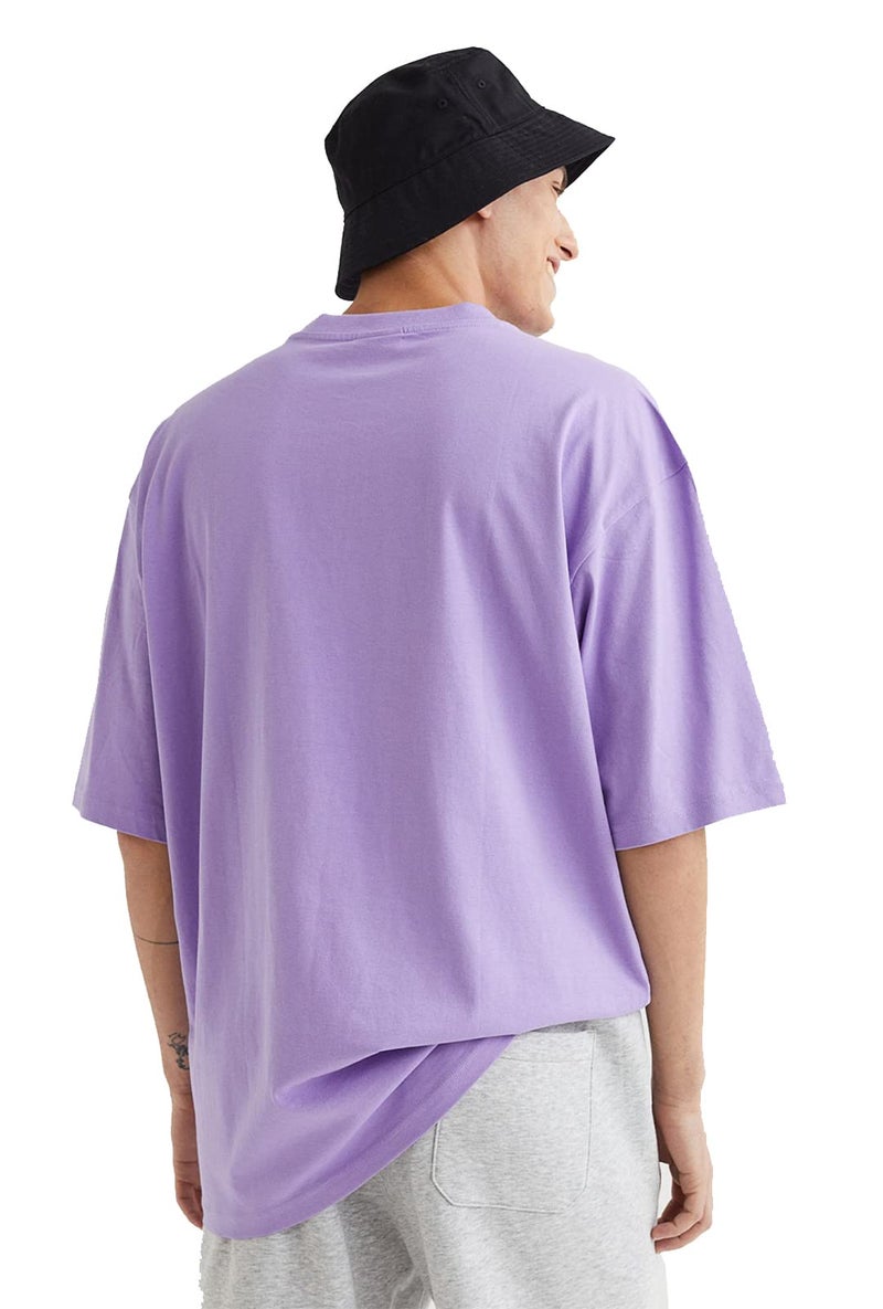 LEOTUDE Cotton Blend Men's Oversized Half Sleeve Round Neck Dragon Printed T-Shirt (FS49_DRAGN_PRPL_P_Purple_S) - Image 3