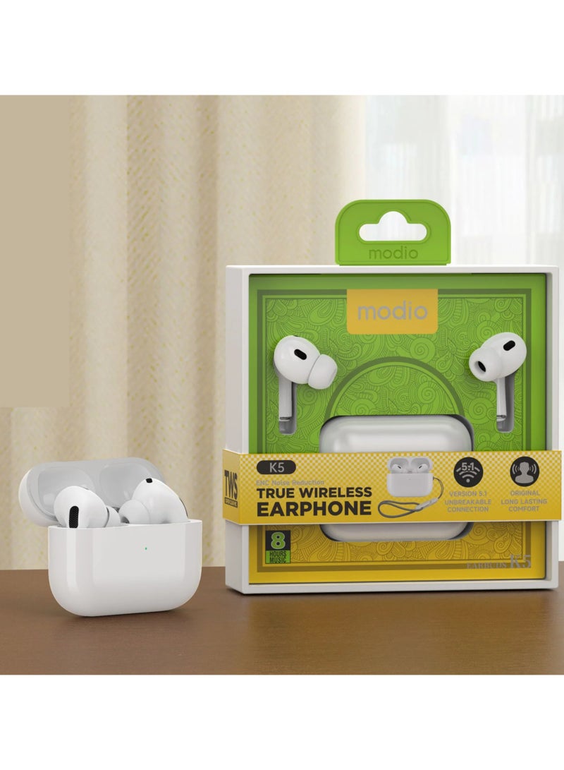 Modio K5 Noise Cancelling True Wireless Earphone Super Clear Mic - Image 2