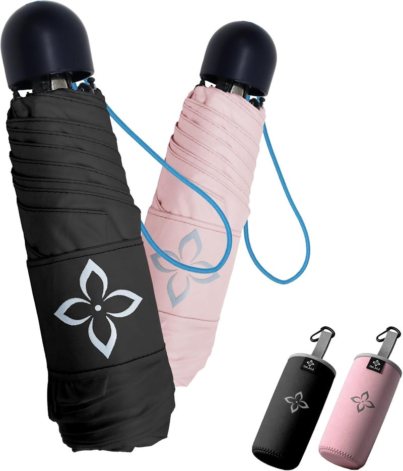 Lilac Mini Travel Umbrella for Rain - 43" Large Coverage Small Compact Umbrella, Reinforced Strong Frame, Lightweight Portable Parasol with UPF 100+ UV Protection, Gifts for Adults, Seniors & Students - Image 1