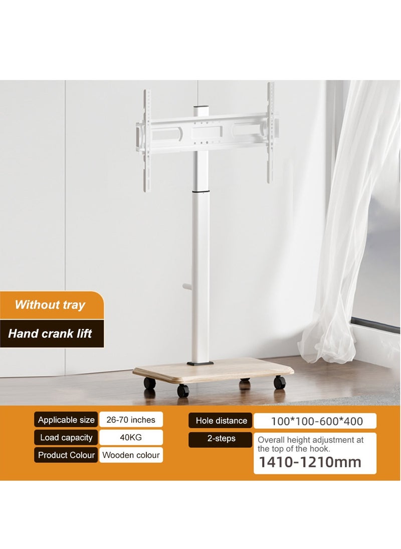 FlashHawk Wooden Mobile TV Stand for 26 to 70 Inch TV, Horizontal Swivel Mount, Hand-cranked lifting, Fit Corner, Bedroom, Outdoor  - Image 2