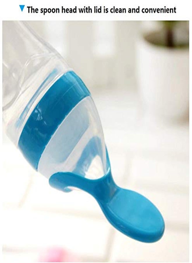 Heights 90ml Newborn Toddler Food Supplement Rice Cereal Bottles Infant Baby Milk Feeder Silicone Squeeze Feeding Bottle with Spoon(Random Color) Pack of 1 - Image 2