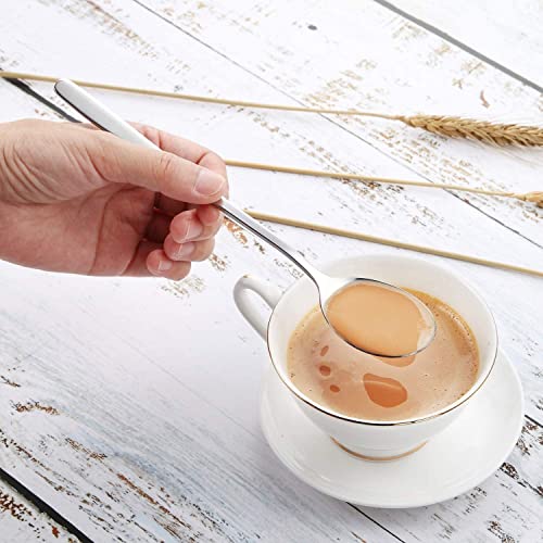 Mockery Stainless Steel Soup Spoons Round Dinner Spoon Table Spoon Meal Spoon 8.26 Inch Long Handle Smooth Round Head Excellent Anti-Stick Round Soup Scoop Tablespoon Tableware Silverware (Pack of 6) - Image 2