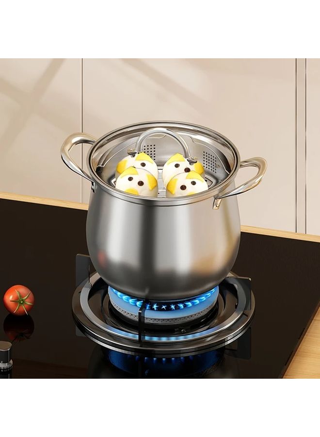 304 Stainless Steel Thickened Large Capacity Soup Pot 26cm 2.11gal Without Steamer For Stew Porridge Cooking Gas Stove Electromagnetic Stove Compatible - Image 1