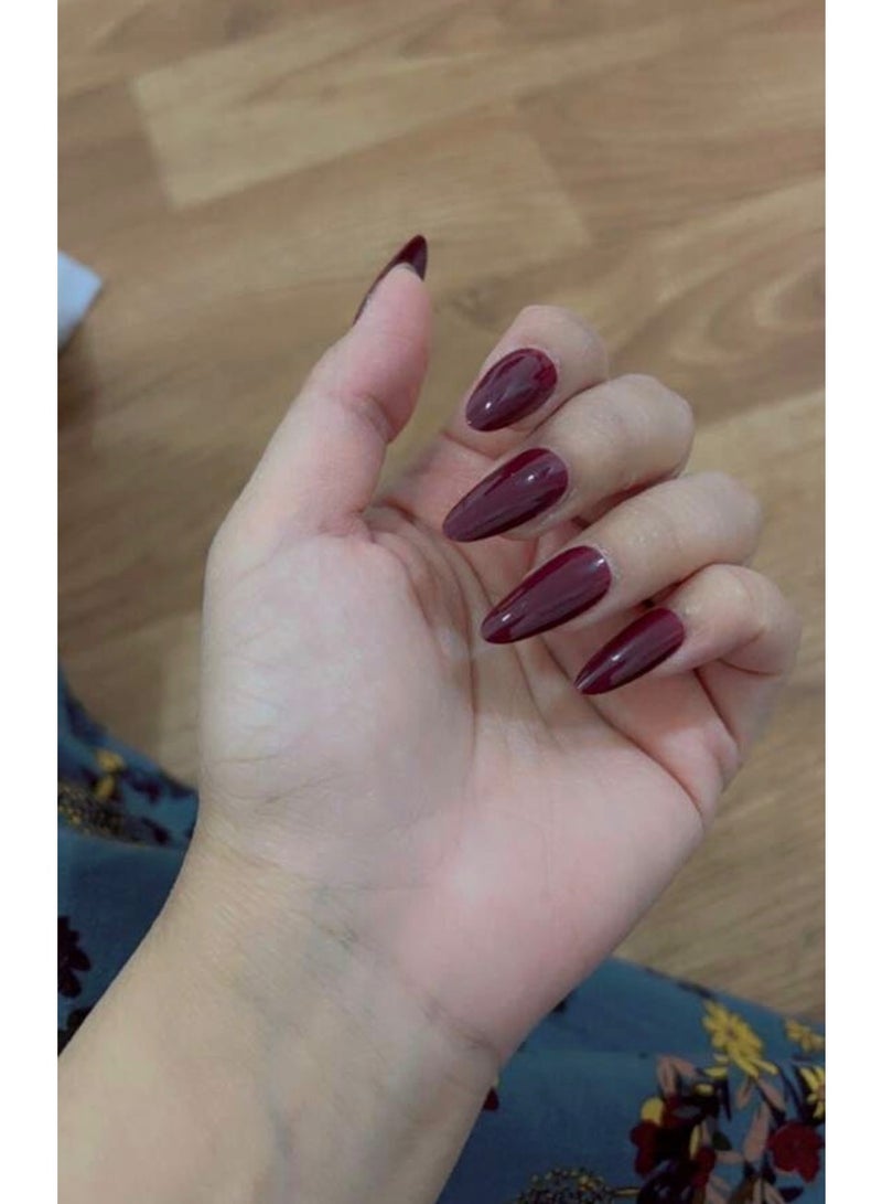 Tuline Transform Your Nails With,24pcs Long Almond Medium Fuchsia Solid Color Wear By Women And Girls Press On Nails Nail Supplies - Image 5